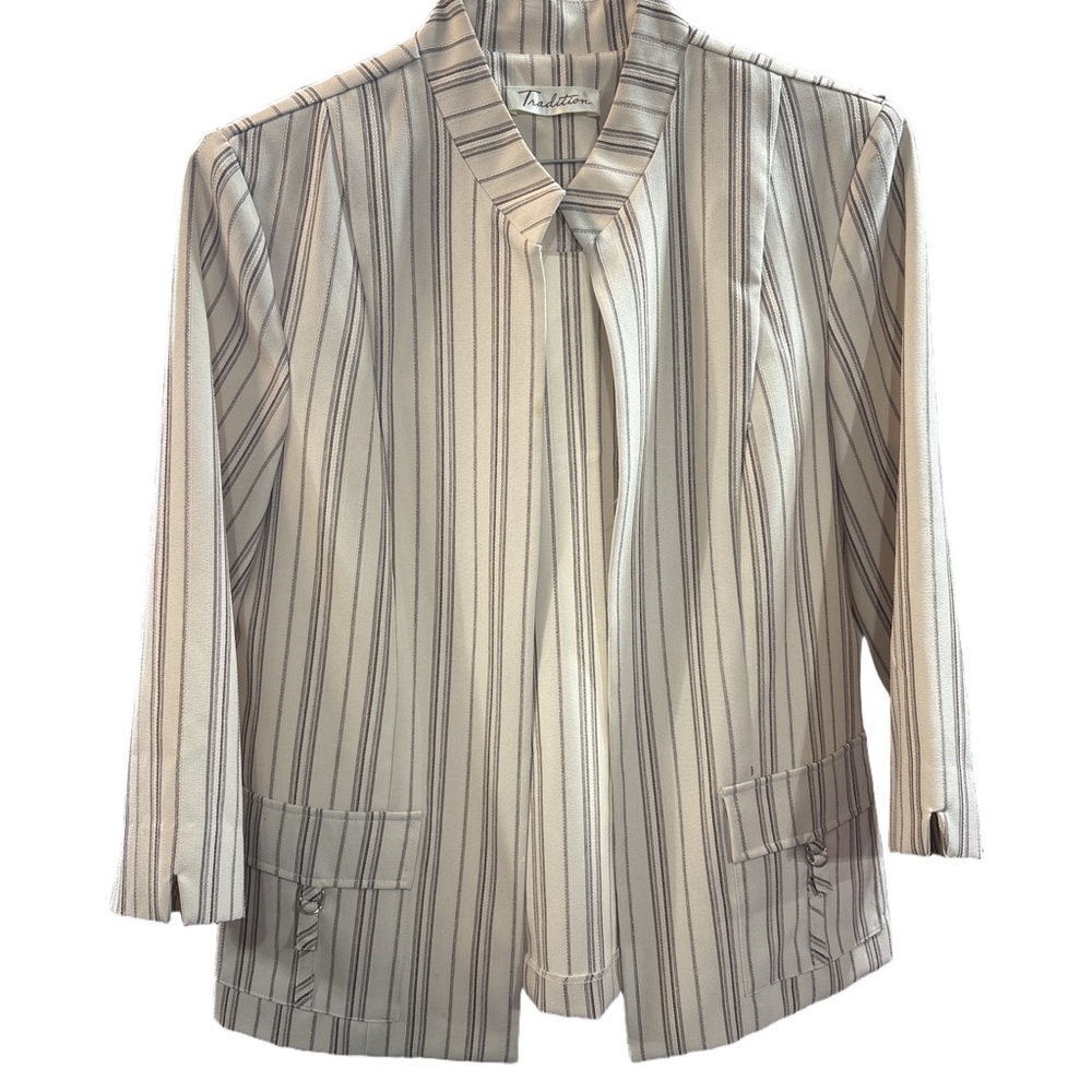 Vintage Beige Striped Blazer